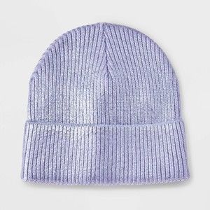 NWT Art Class Girls' Knitted Cuffed Beanie Hat | Purple | One Size